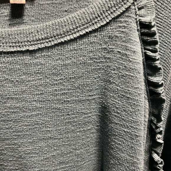 Anthropologie Pilcro Women’s xl Teal Long Sleeve top with ruffle trim - Picture 5 of 7